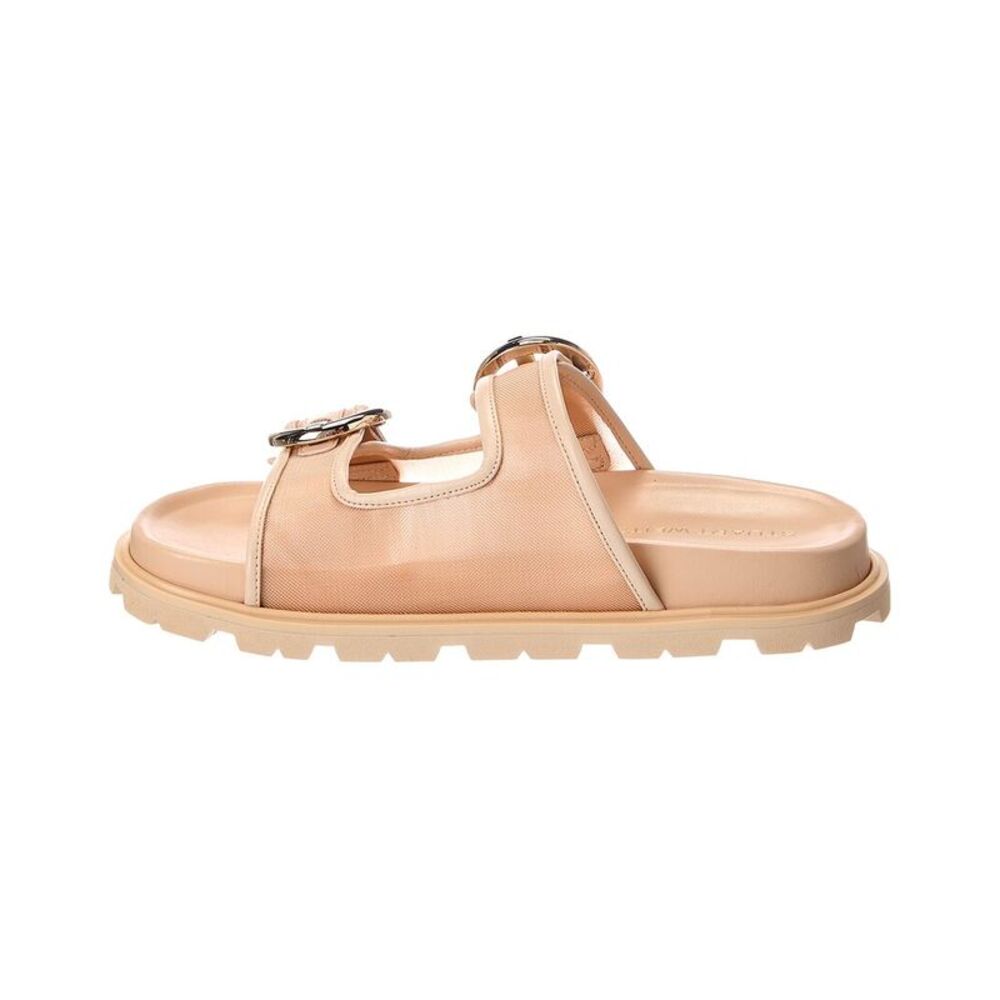 Stuart Weitzman Benni Mesh & Leather Sport Slide, Beige - Picture 2 of 5